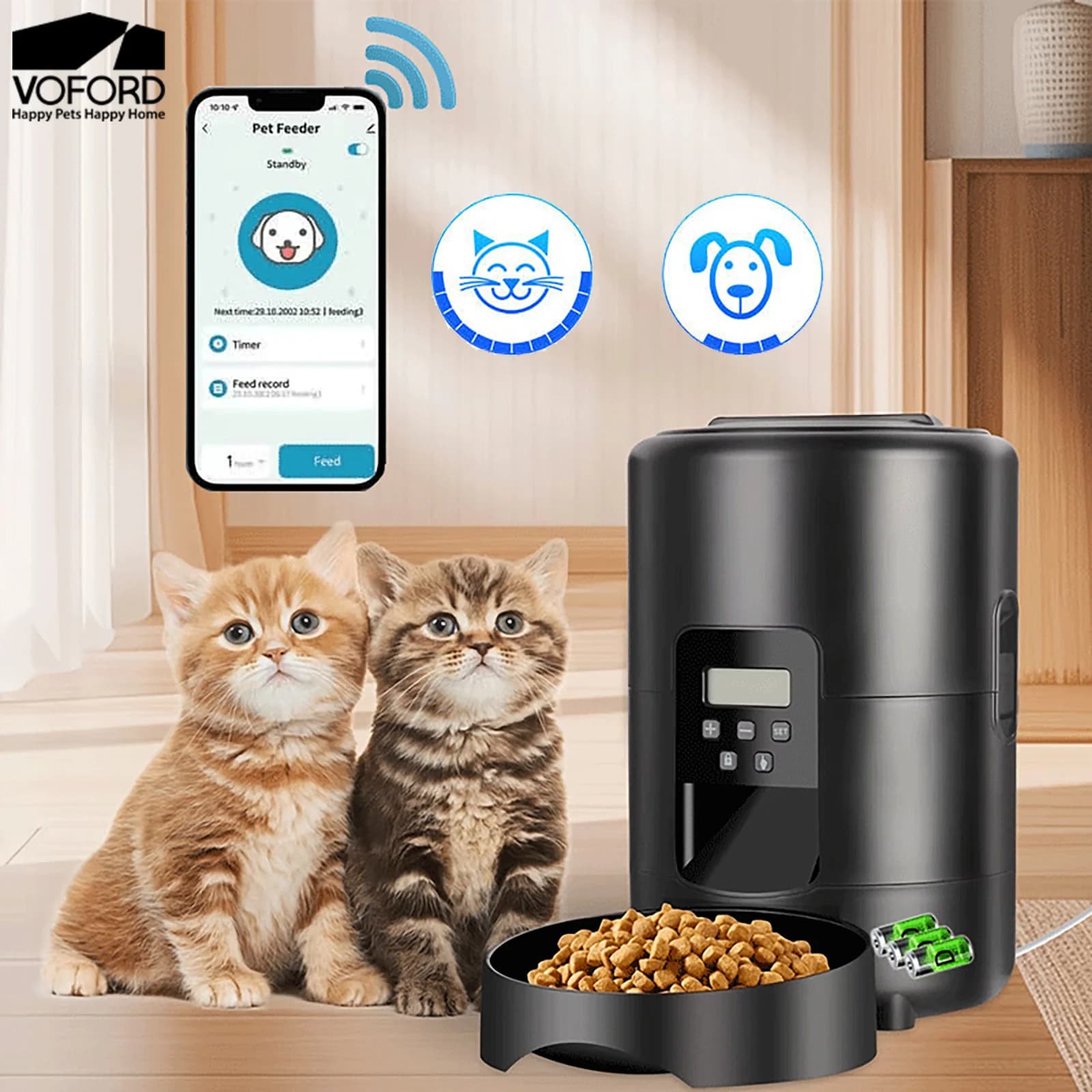 2L APP Control Automatic Pet Feeder Button Version Auto Cat Food Dispenser Smart Control Pet Feeder Dry Food Bowl for Cats Dogs