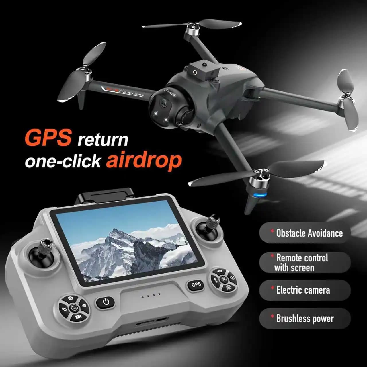 Drone Quadricottero FPV GPS YL059 con Doppia Fotocamera 8K HD, Lunga Autonomia, Evitamento Ostacoli, LED, Schermo Touch Grande, Telecomando RC, Regalo per Ragazzi