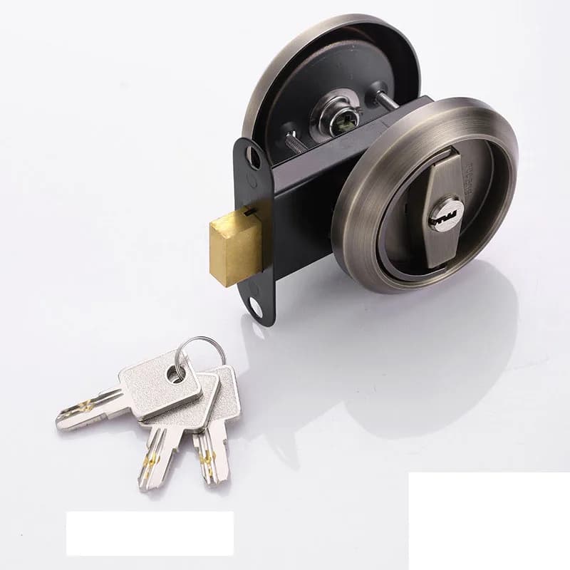 Invisible Door Lock With Key Pull Ring Background Bedroom Interior Door Concealed Lock Simple Circular Design