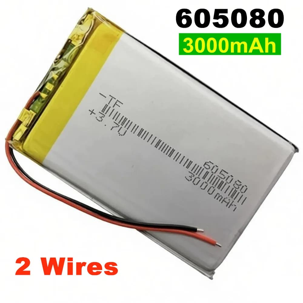 1-10PCS 3000mAh 3.7V 605080 655080 Polymer Lithium Rechargeable Battery For GPS DashCam Tablet PC Bluetooth Headset Headphone