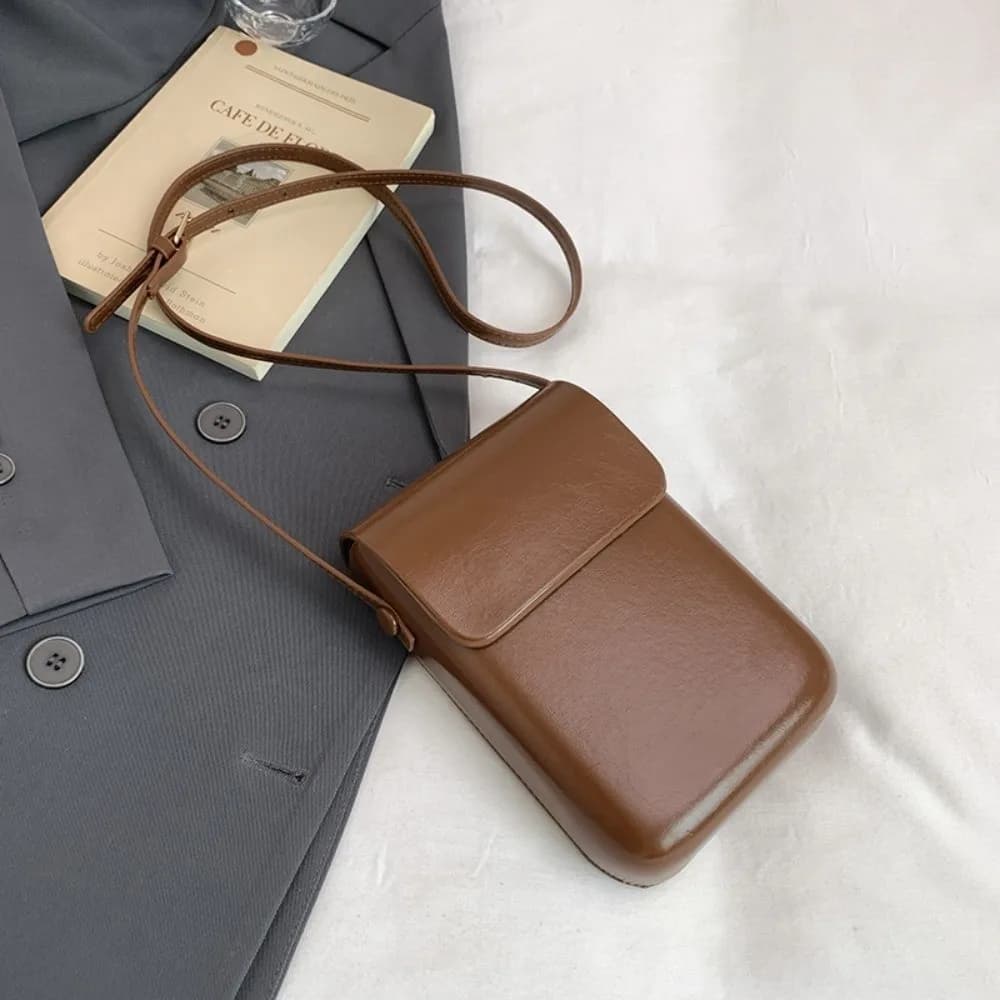 Casual Korean Flap Shoulder Purse Solid color Mini Square Phone Bag Leisure Pu Leather Crossbody Bags Handbags