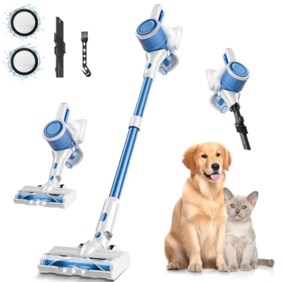Houseless Vacuum Cleaner 8-in-1, Lightweight and Rechargeable, with 45 Minutes of Autonomy, Powerful Suction and Anti-Group System