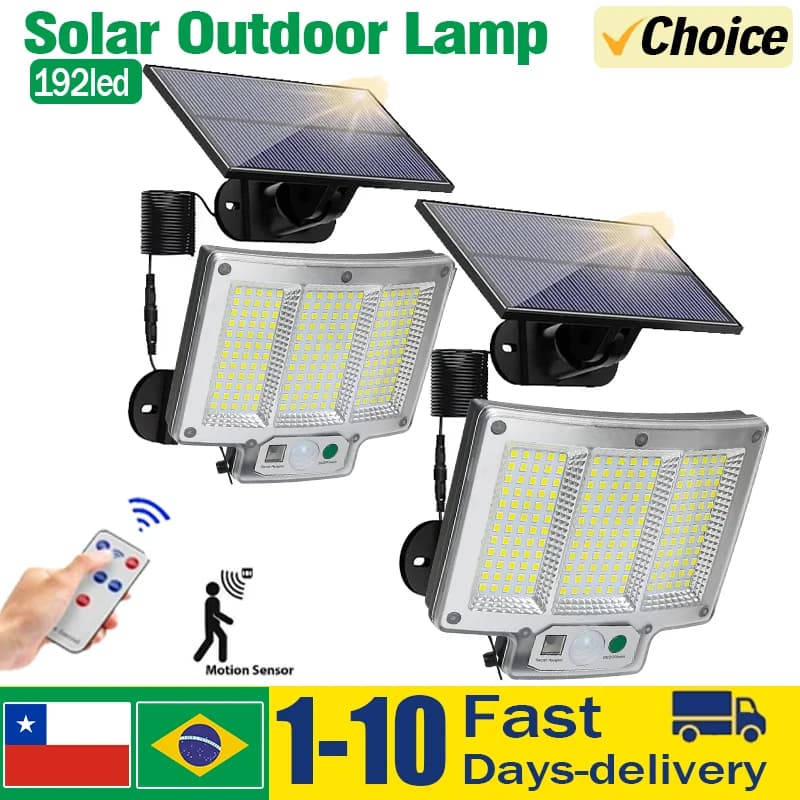 NUOVA lampada solare a 192 LED lampada da parete per esterni IP65 faretti impermeabili lampada sensore di movimento solare 3 modalità lampione arredamento da giardino