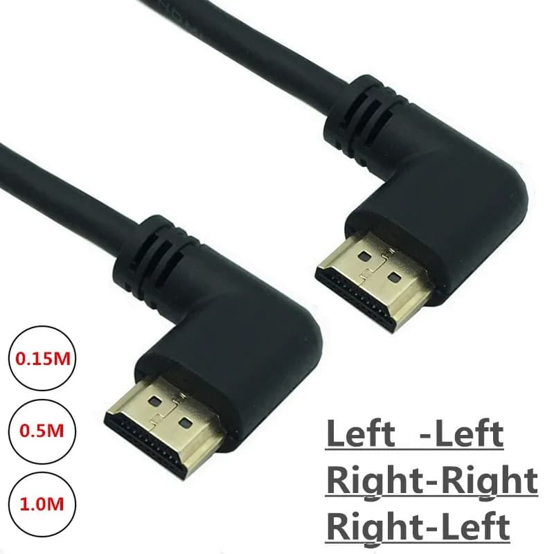 4K*2K @60Hz Left & Right Angle HDMI-Compatible 2.0 Male to Right Left Elbow Male Extension Cable 15cm 50cm 1m 2.0V Angle Cable