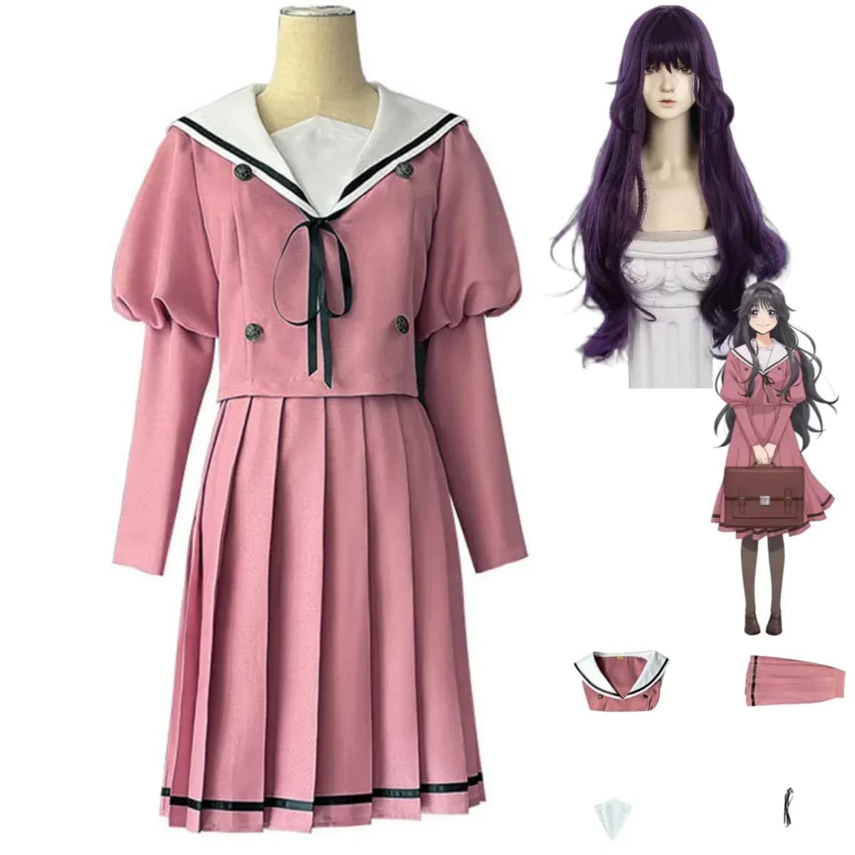 2026 Anime The Fragrant Flower Blooms with Dignity Cosplay Costume School Uniform Wig Woman Sexy Leisure Suit