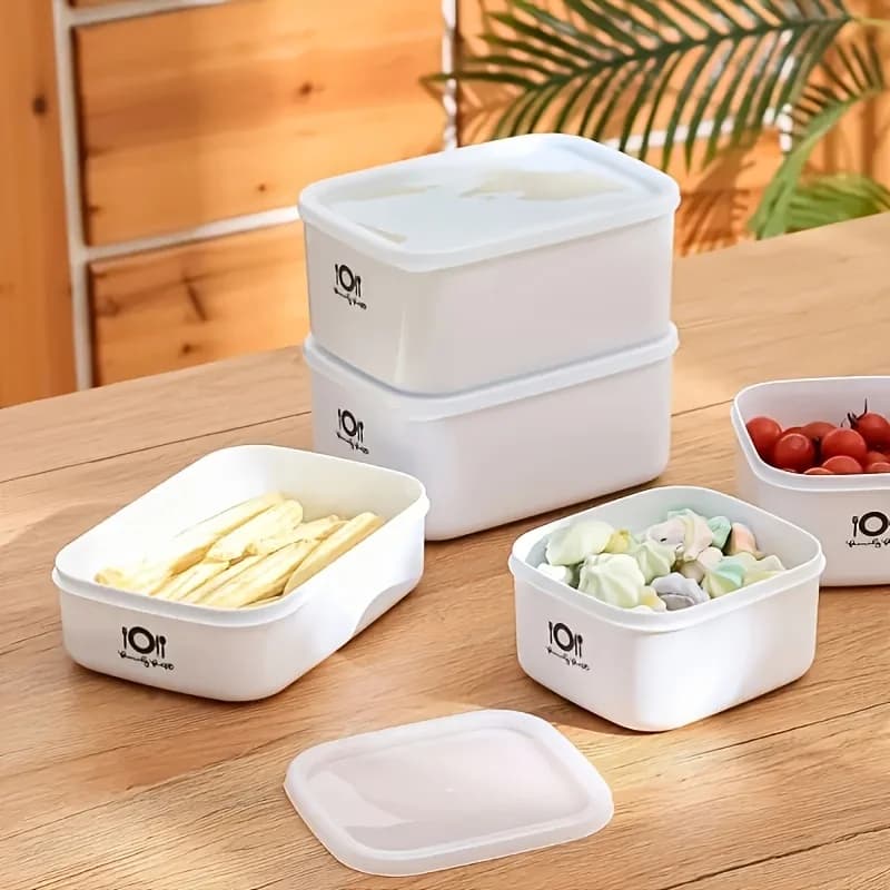 Food Grade Rectangular Plastic Lunch Bento Box Sealed Crisper Storage Container With Lid For Student Microwave Refrigerator