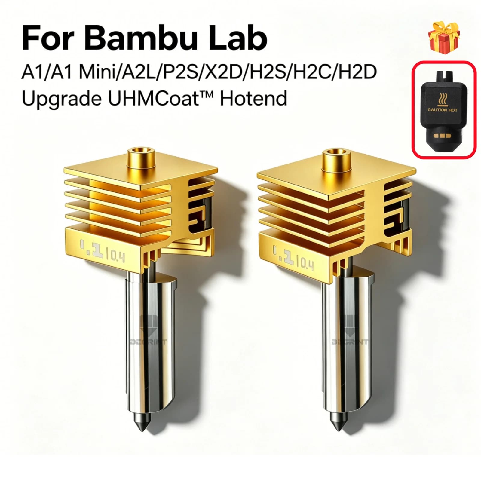 For Bambu Lab P2S X2D Upgrade UHMCoat™ Hotend Golden High Efficiency Heatsink for Bambulab A1 A1mini H2D H2C H2S 3D Printer Part