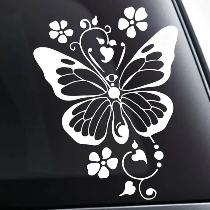 Fashion Butterfly Flowers Car Stickers Decoration Floral Art Reflective Vinyl Decalcomanie Accessories for Car Motorcycle Decoration