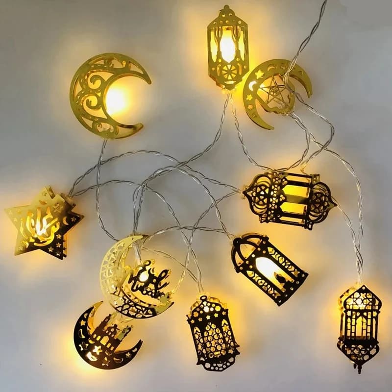 Moon Star Led String Lights Eid Mubarak Decor Ramadan Decoraion per la casa 2024 Ramada Kareem Musulmano Islam Al Adha Party Supplies