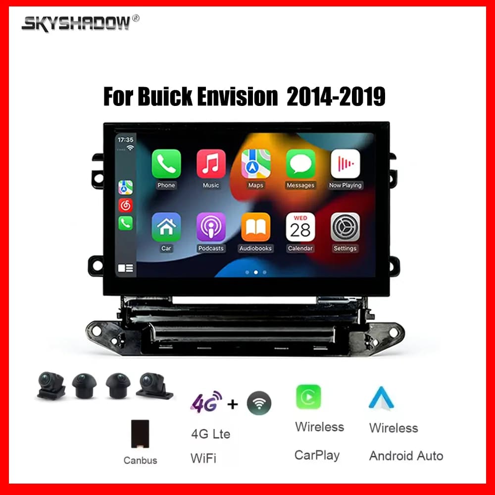 Autoradio Multimediale 8 Pollici CarPlay Android 14.0 8 Core 12G+256G GPS Navigazione 4G WIFI Bluetooth RDS Per Buick Envision 2014-2019