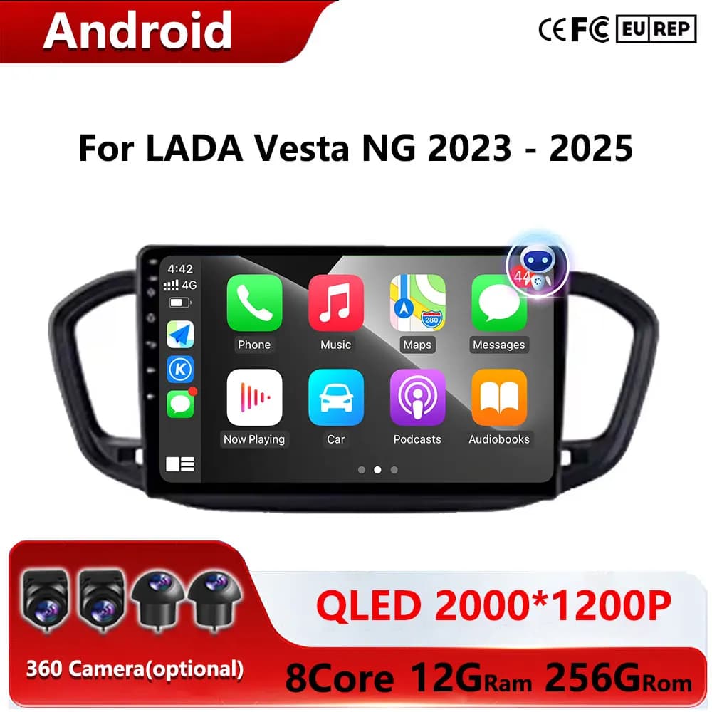 2K For LADA Vesta NG 2023 - 2025 Car Radio Multimedia Video Player Navigation stereo GPS Android 16 No 2din 2 din dvd