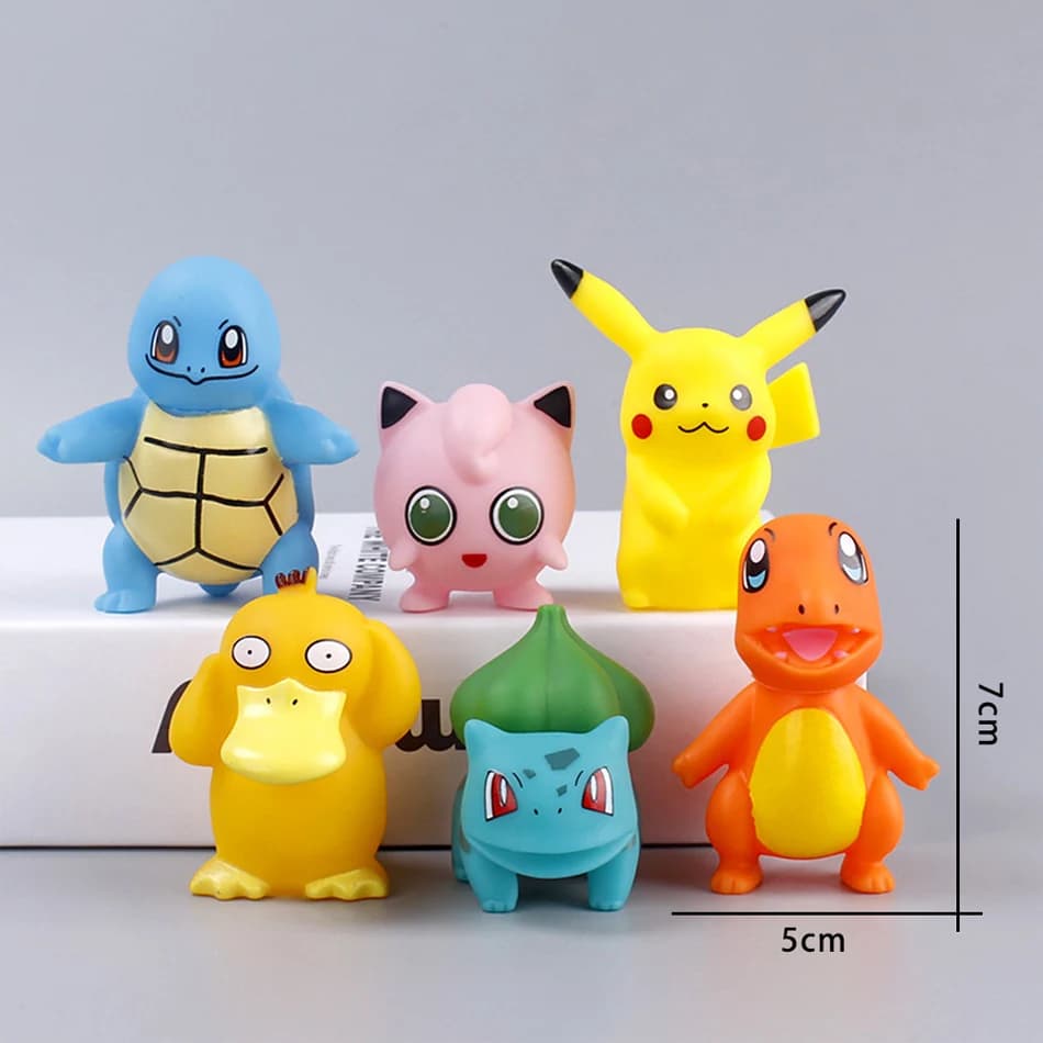 6 pz/set Pokemon Anime Action Figures Pikachu Giocattoli Modello Charmander Psyduck Squirtle Jigglypuff Bulbasaur Kawaii Bambole Per Bambini Regalo
