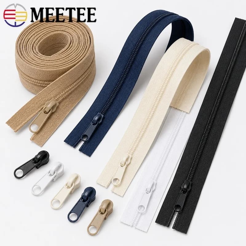 10/20Meters 3#5# Nylon Zipper Tape with Sliders Coil Zip Roll for Bag Jacket Clothes Sewing Repair Closure Kit DIY Supply