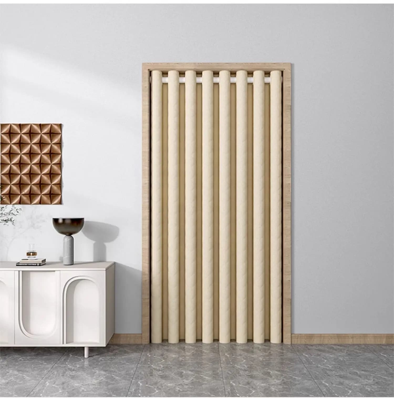 European-style Simple Wave Pattern Winter Cold-Resistant Cotton-Padded Curtain for Bedroom and Living Room