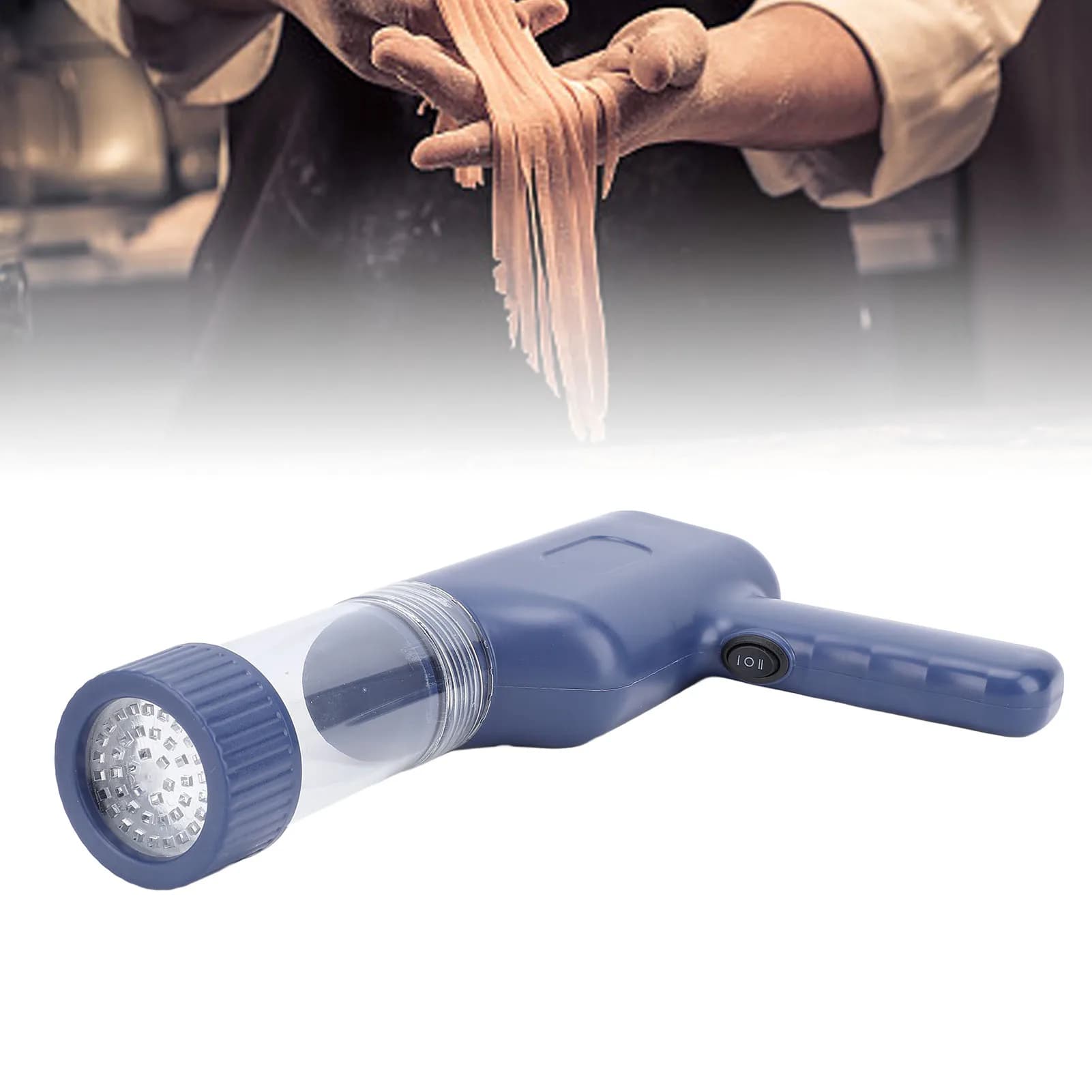 Macchina per pasta elettrica senza fili Macchina per noodle automatica 6 in 1 portatile con 6 accessori a forma di Spaghetti Blue Facile da pulire