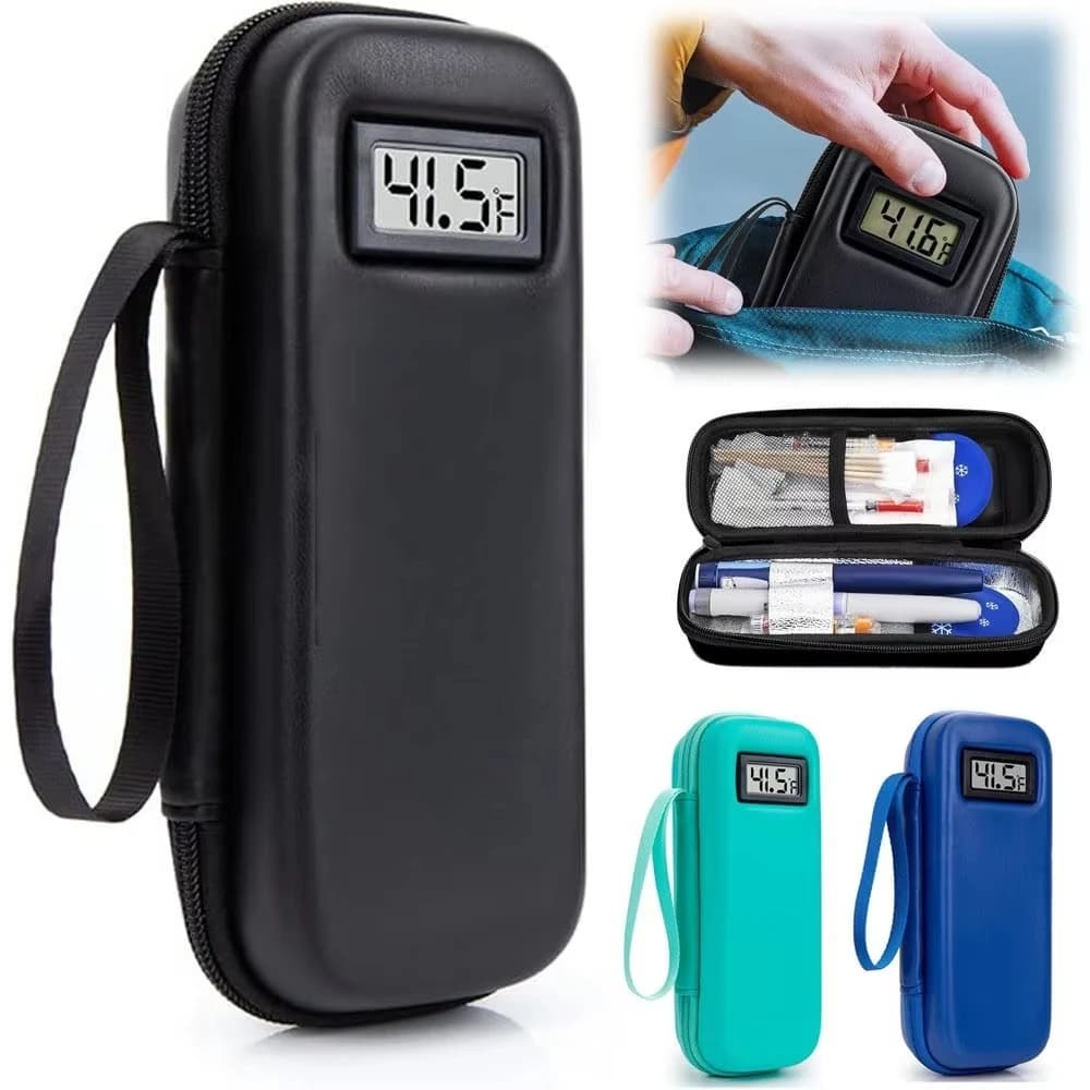 Waterproof Insulin Cooler Travel Case Reusable with Thermometer Display Medicine Organizer Bag for Diabetics Waterproof Thermal