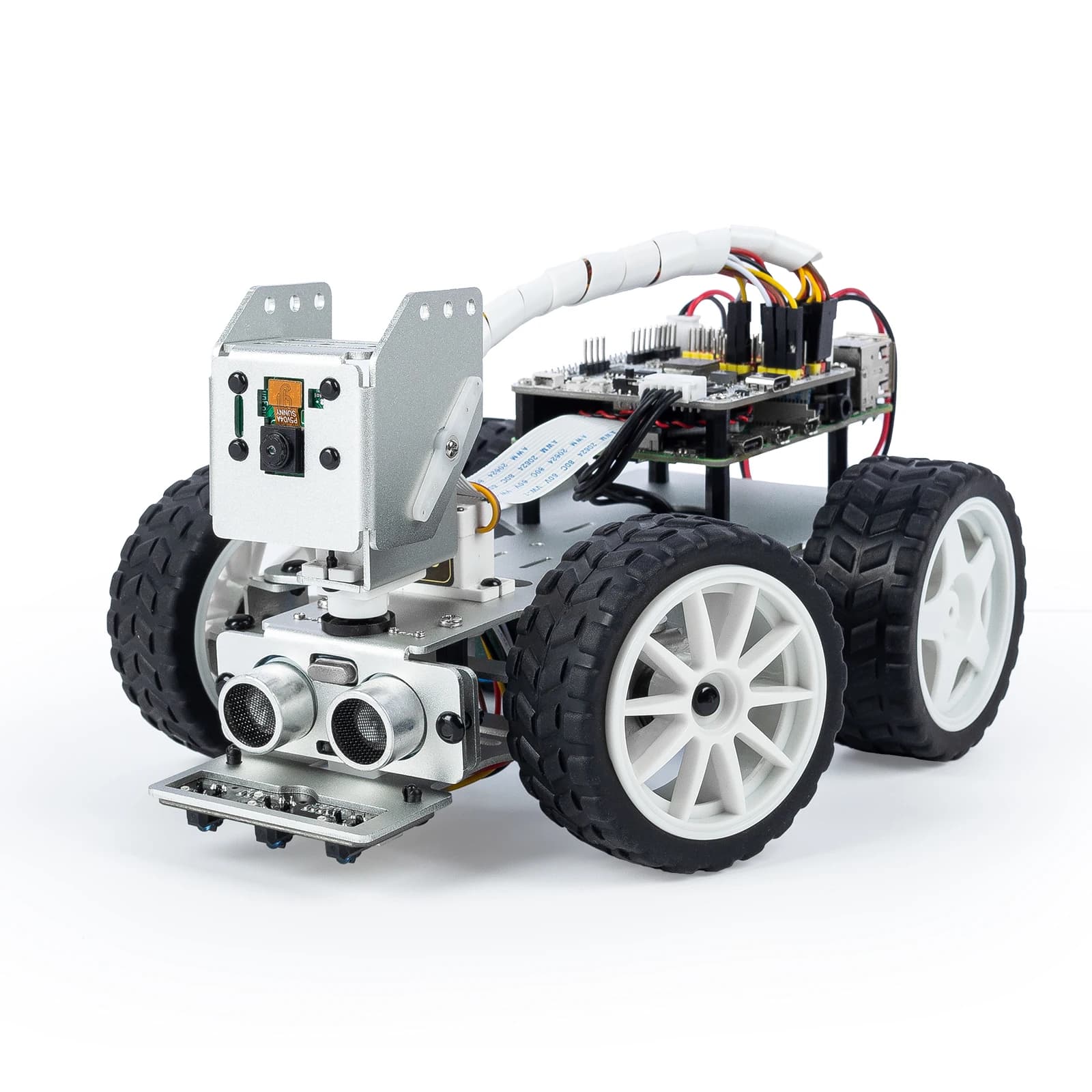 CC SunFounder Raspberry Pi Smart Video Robot Car Kit, Raspberry Pi 5/4/3B+/3B (No RPI), Pitone, Scratch, Batteria ricaricabile