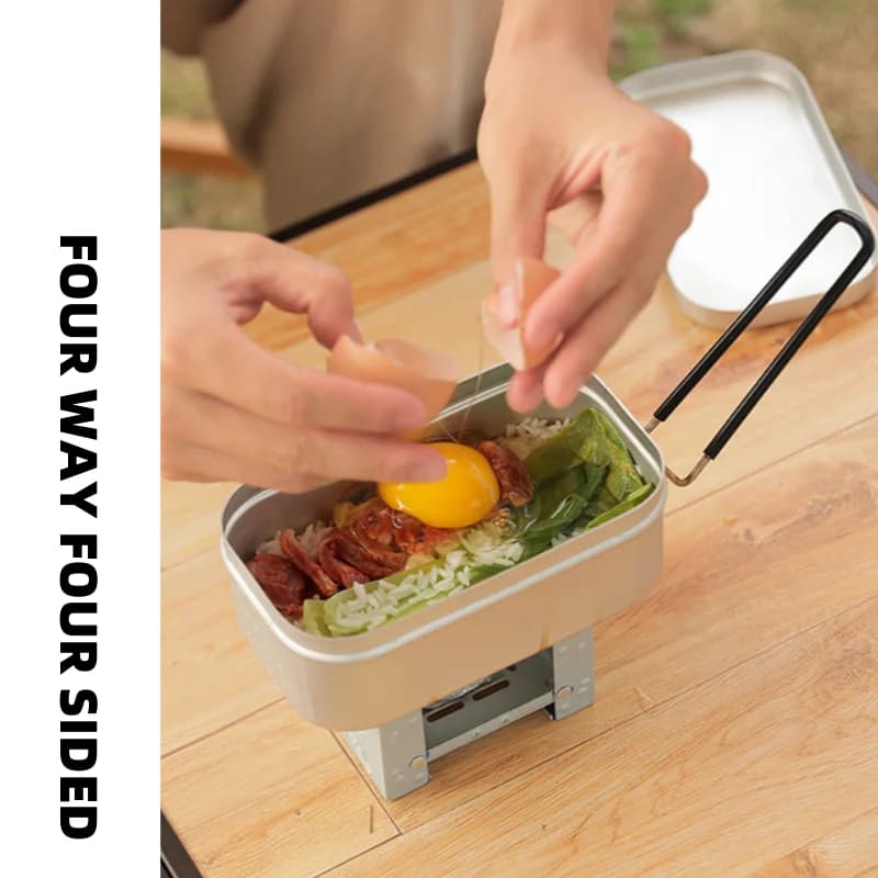 800ml/1000ml Lunch Box in alluminio Pentole da campeggio all'aperto Stoviglie Manici pieghevoli Scatola da picnic Cottura del cibo Bento Box per l'escursionismo