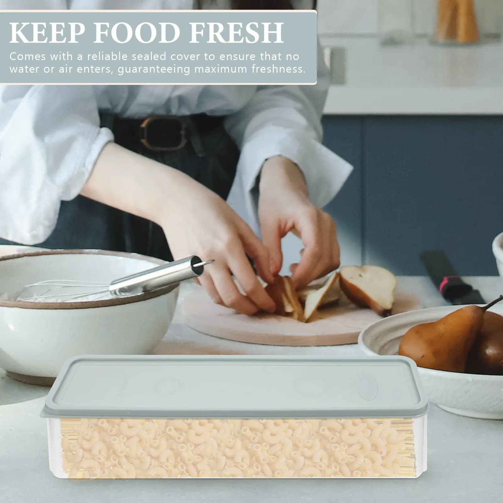 Set di 3 Contenitori per Pasta, Ermetici e Trasparenti, Organizzatori per Frigorifero, Porta Spaghetti, Scatole per Mantenere il Cibo Fresco