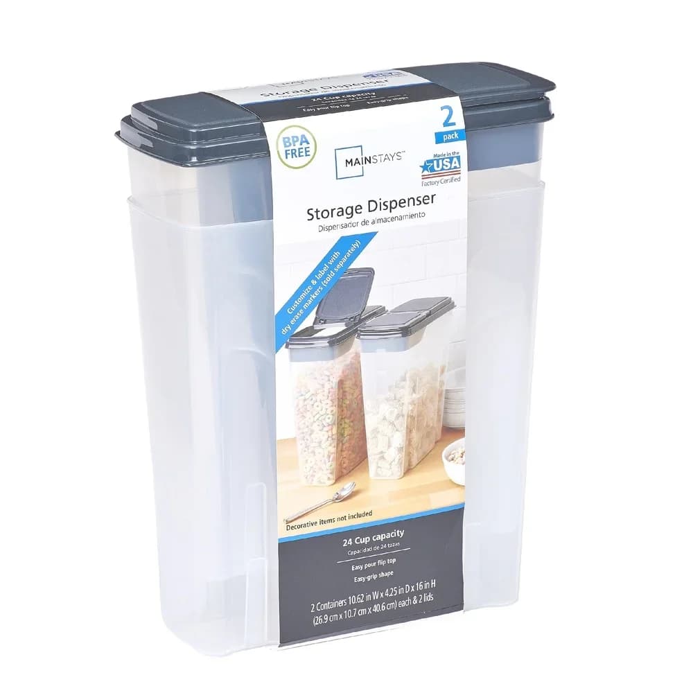Set di 2 Contenitori in Plastica per Cereali da 6 Quarti con Coperchio Ribaltabile Facile da Aprire, Organizzatore per Alimenti Secchi