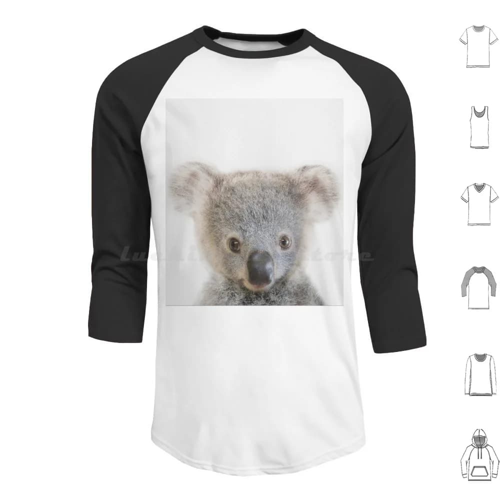 Baby Koala Art Print By Art Felpa con cappuccio in cotone a maniche lunghe Koala Animale australiano Asilo nido per bambini Animali per bambini Animali per asilo nido