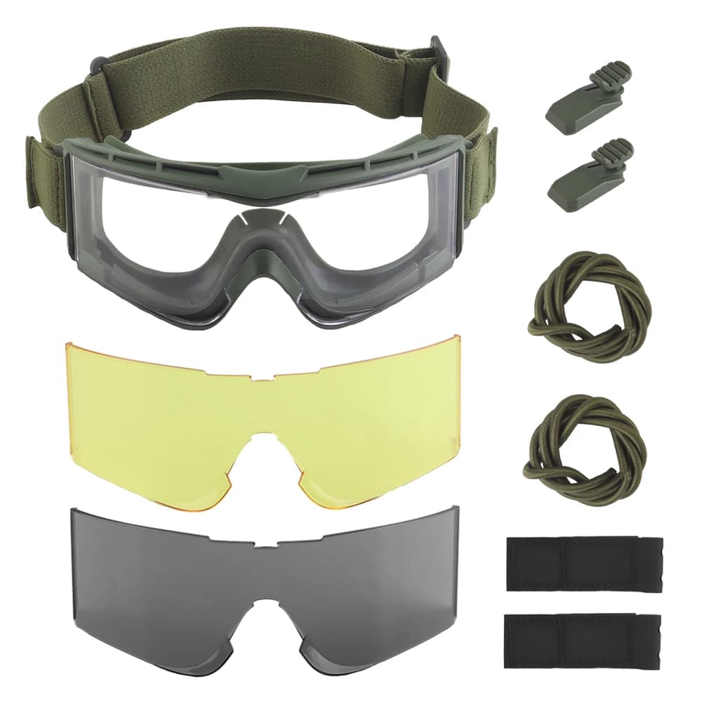 Occhiali tattici Airsoft Antivento Antipolvere Ciclismo Moto Escursionismo Occhiali da sci Paintball Tiro Veloce OPS Casco Attrezzatura sicura