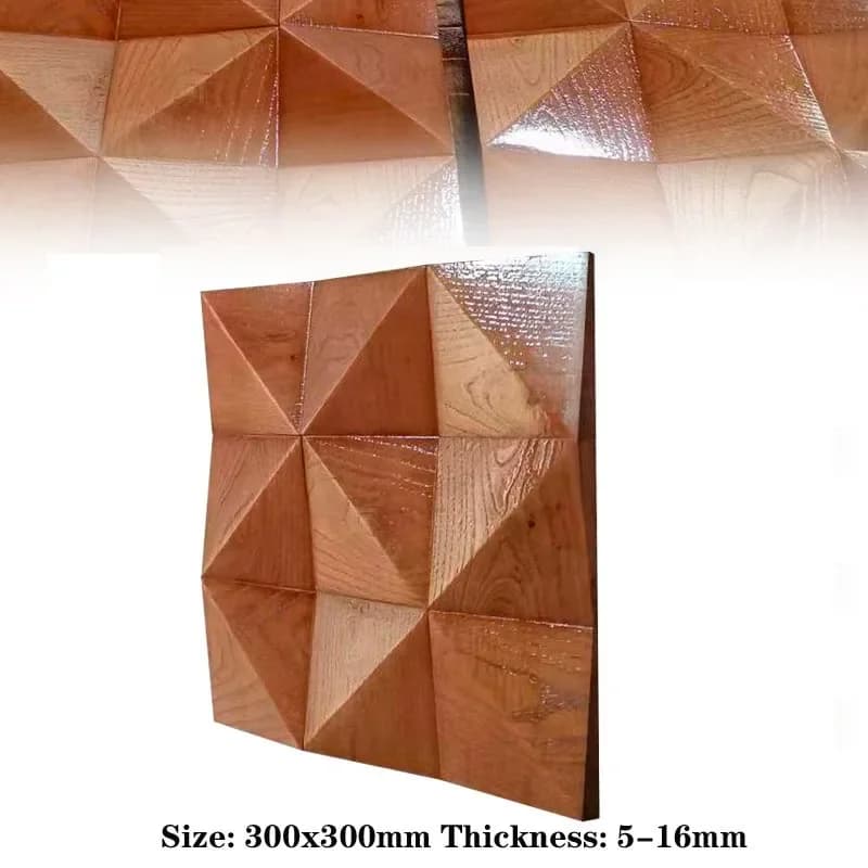 3D Triangle Solid Wood Mosaic Tile Art Acoustic Diffuser Panel Music Restaurant Art Store Video Room Recording Studio Wall Decor