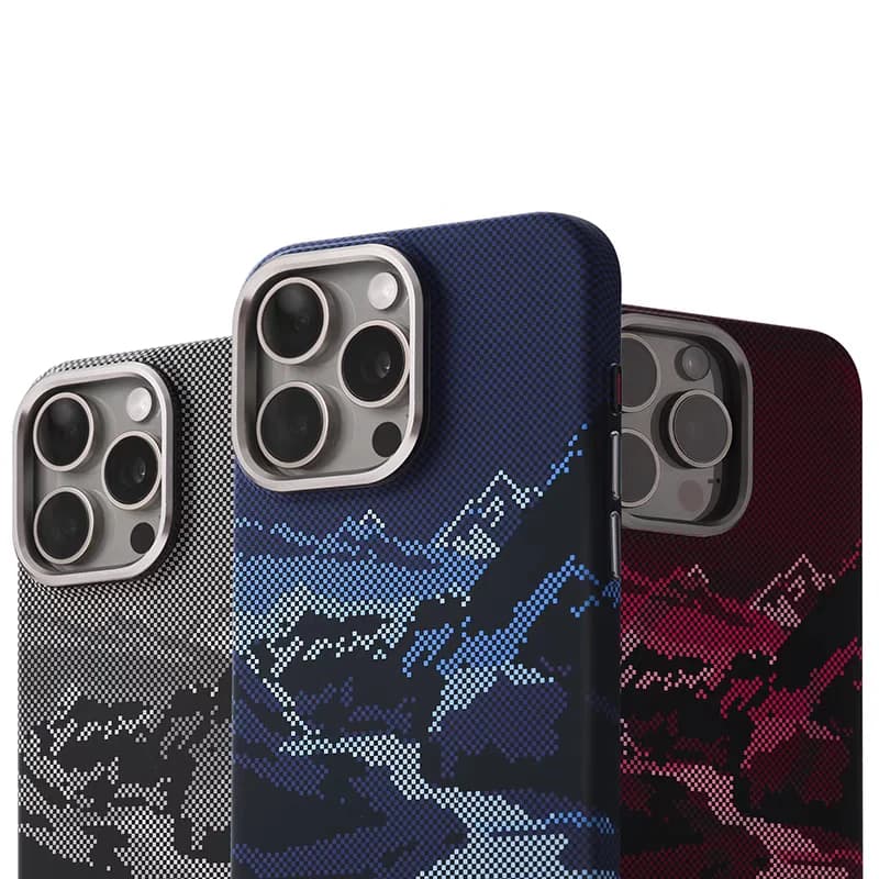 Elegante Cover per iPhone 16 15 14 13 con Design Paesaggistico, Montagna Innevata e Fiume a Quadri, Compatibile MagSafe, con Lente Magnetica in Lega e Protezione Antiurto in PC