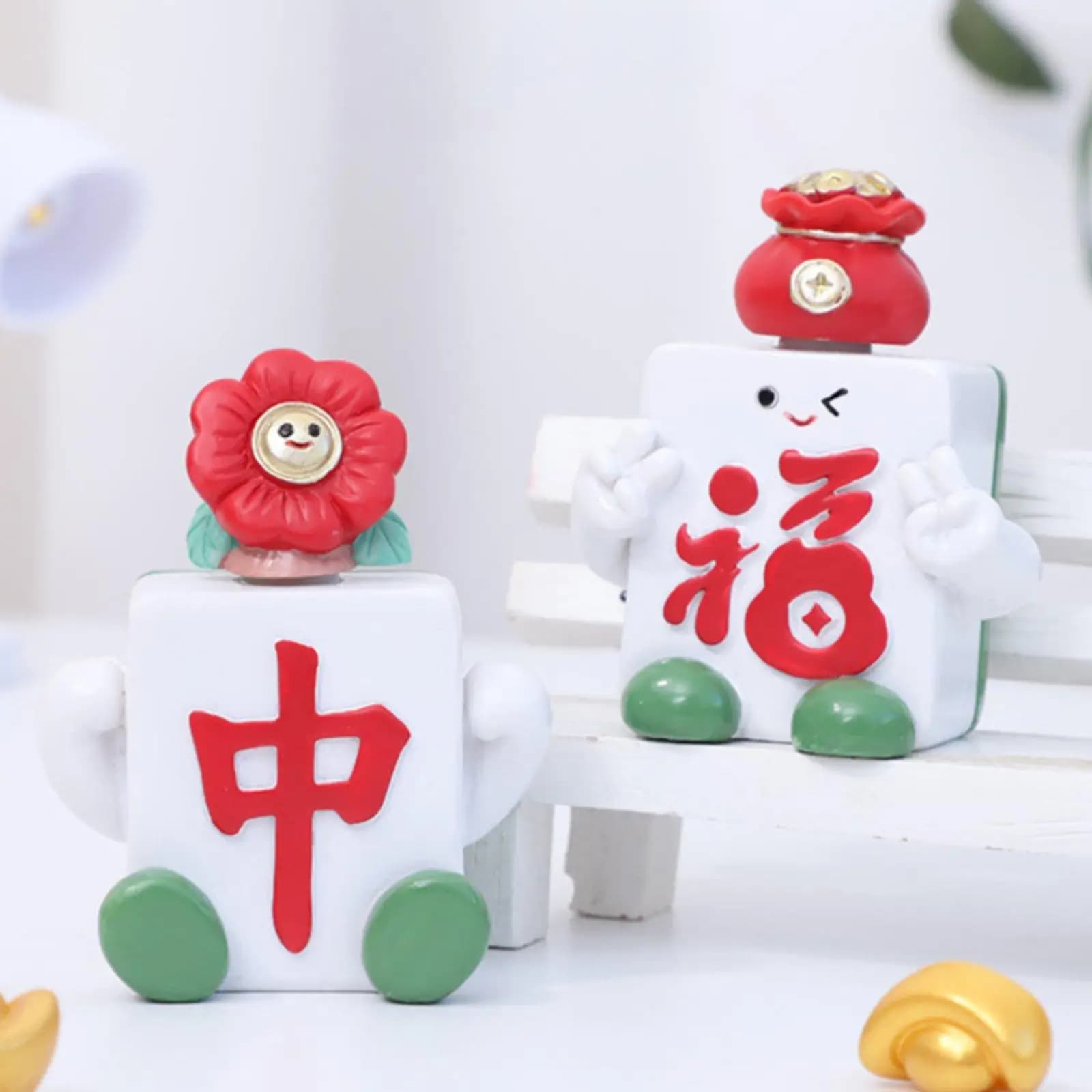 Rotating Mahjong Ornament Creative Gift Mahjong Tile Figurine for Office Workers