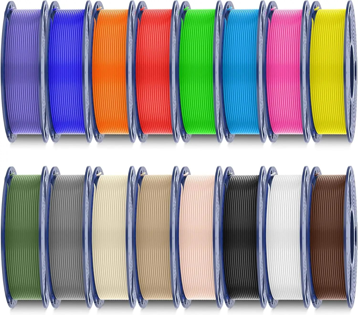 16 Color PLA Filament Bundle 1.75mm, 250g per Spool, 4kg Total, Multicolor Pack for 3D Printer