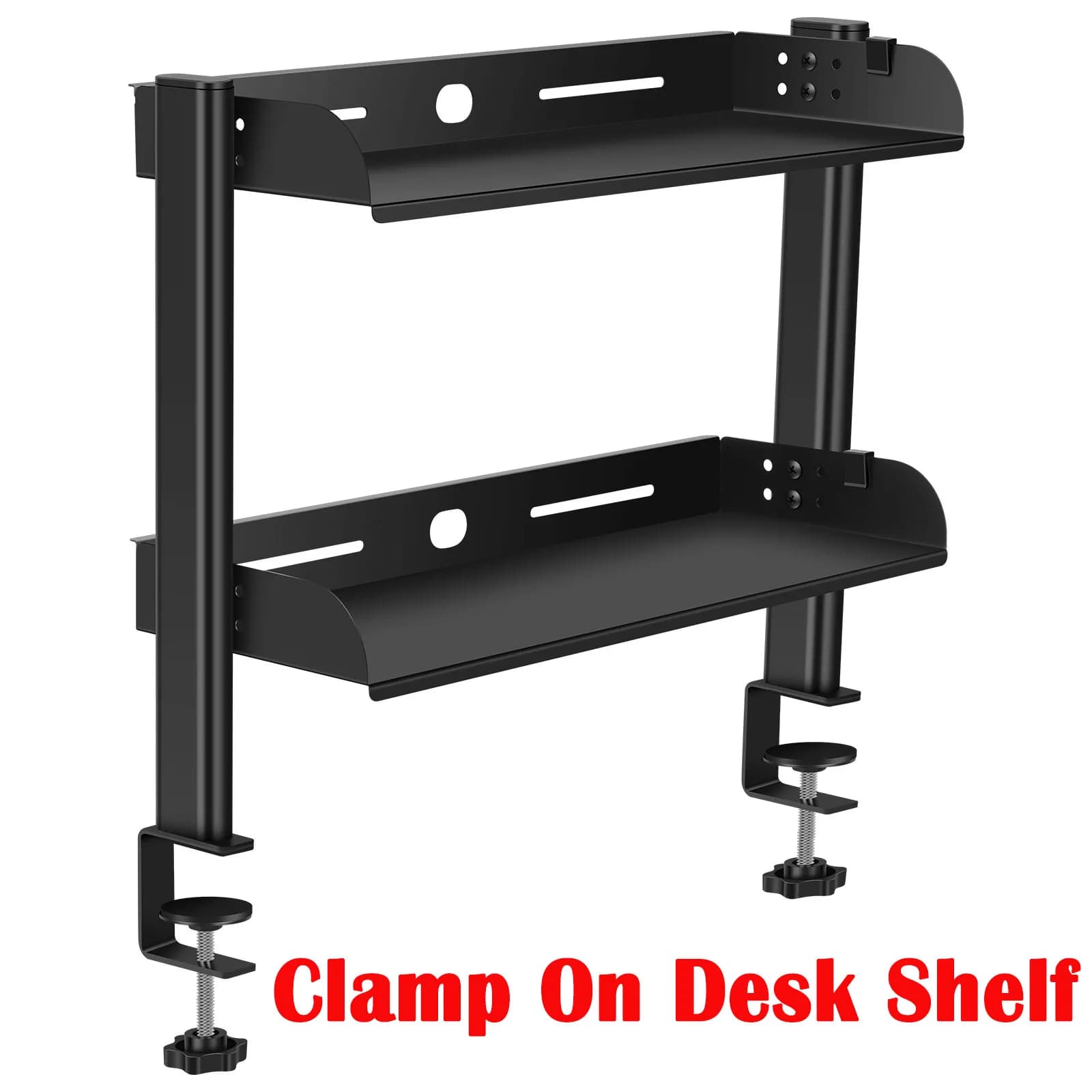 2 Tiers Clamp-on Desk Shelf No Drill Desktop Clamp Organizer Adjustable Carbon Steel Storage Rack Space Saving Shelf for Office