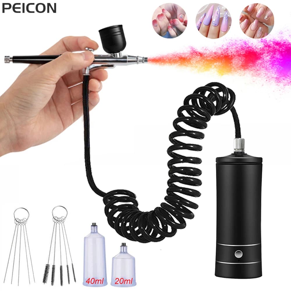 Aerographic nails with compressor Portable air brush with nail compressor Art Cake Painting Mestiere Aerograph Compressor for nail art