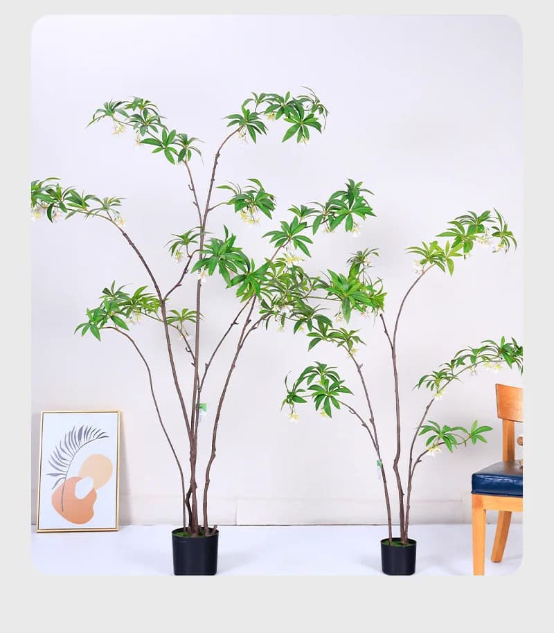 Artificial Plastic Potted Plant Hainan Elaeocarpus​ Lifelike Faux Plant for Office Garden Home Decor F1458