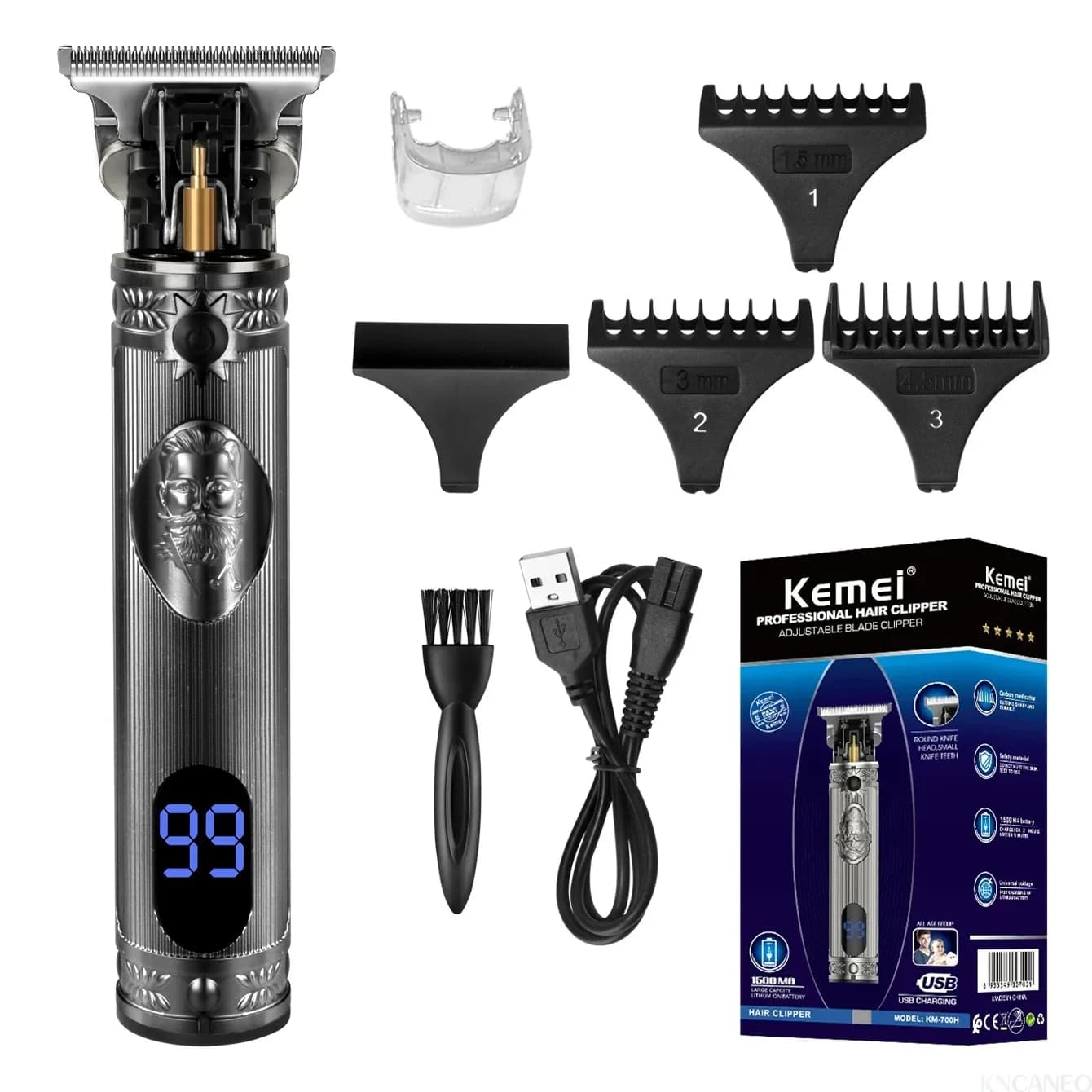 Kemei Rechargeable Electric Haircut, Trimmer Professional for Men, Adjustable Vintage Wireless, Hair Cutting Machine