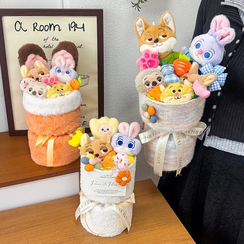 Bouquet di bambole Judy di Zootopia, simpatiche bambole di peluche, regalo di compleanno per bambini, ragazzi, ragazze, amici, regalo di Natale per bambini