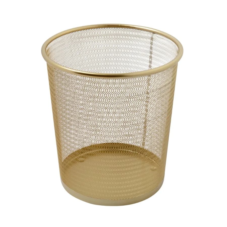 Ryder Gold Mesh Metal Trash Can 4.5 Gallon Wastebasket for Office