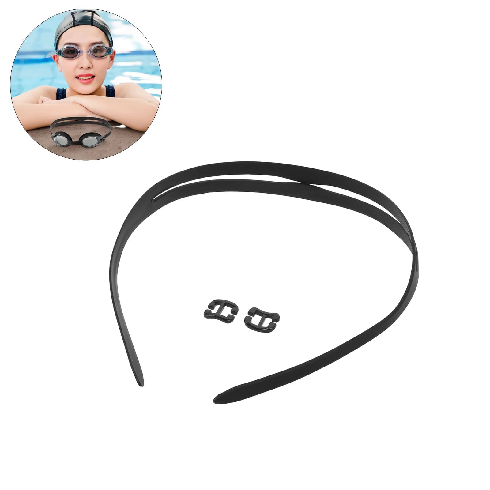 4 Pieces Black Silicone Swimwear with Safety Buckle for Swim Mask, Snorkeling and Apnea