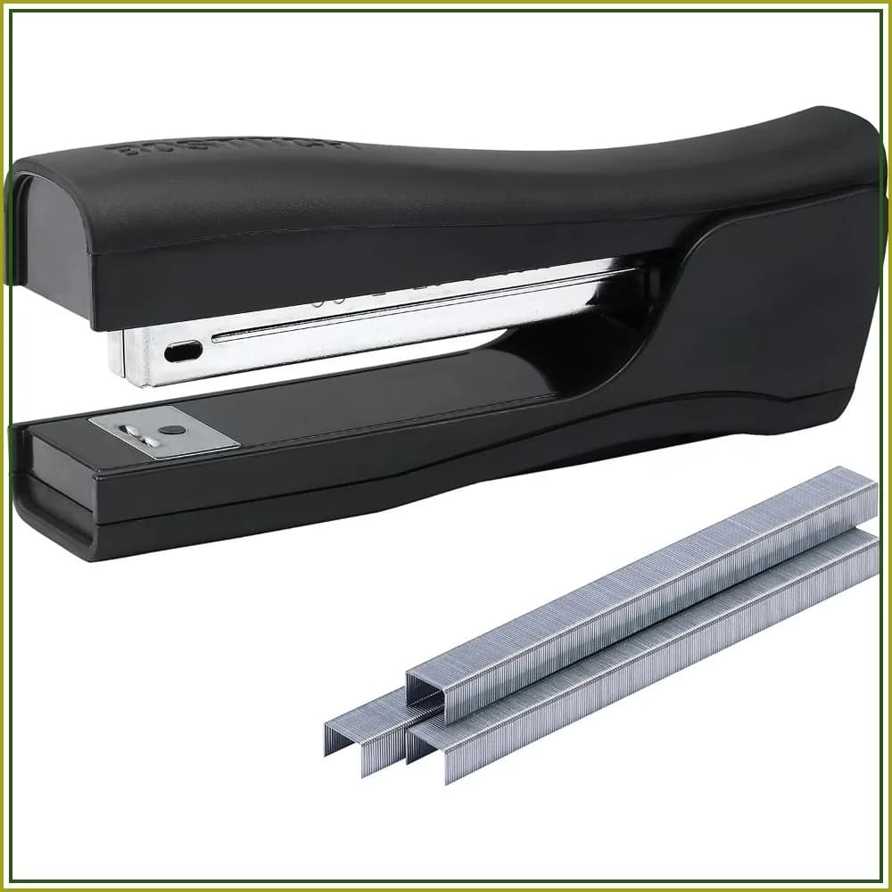 4-in-1 Standup Stapler with Pencil Sharpener, Staple Remover & Storage, 20 Sheet Capacity, Eco-Friendly Recycled Plastic