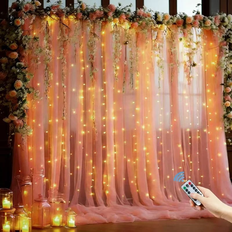 Luci LED a stringa USB per tende, 8 modalità, telecomando, decorazione per EID Mubarak, camera da letto, matrimonio, Ramadan, casa
