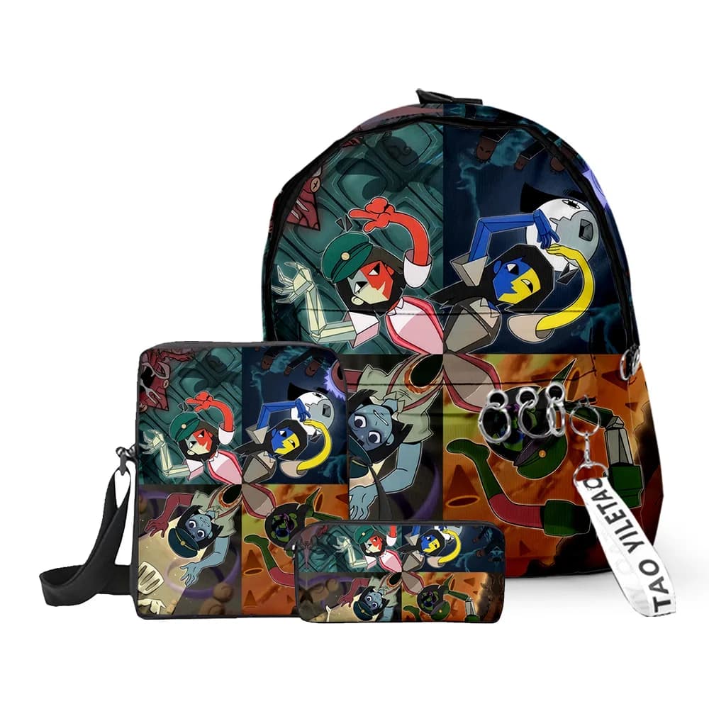 Cartoon Novelty ENA Dream BBQ 3D Printed 3pcs/Set School Bags Keychains Oxford Small Backpack Inclined shoulder bag Pencil Case