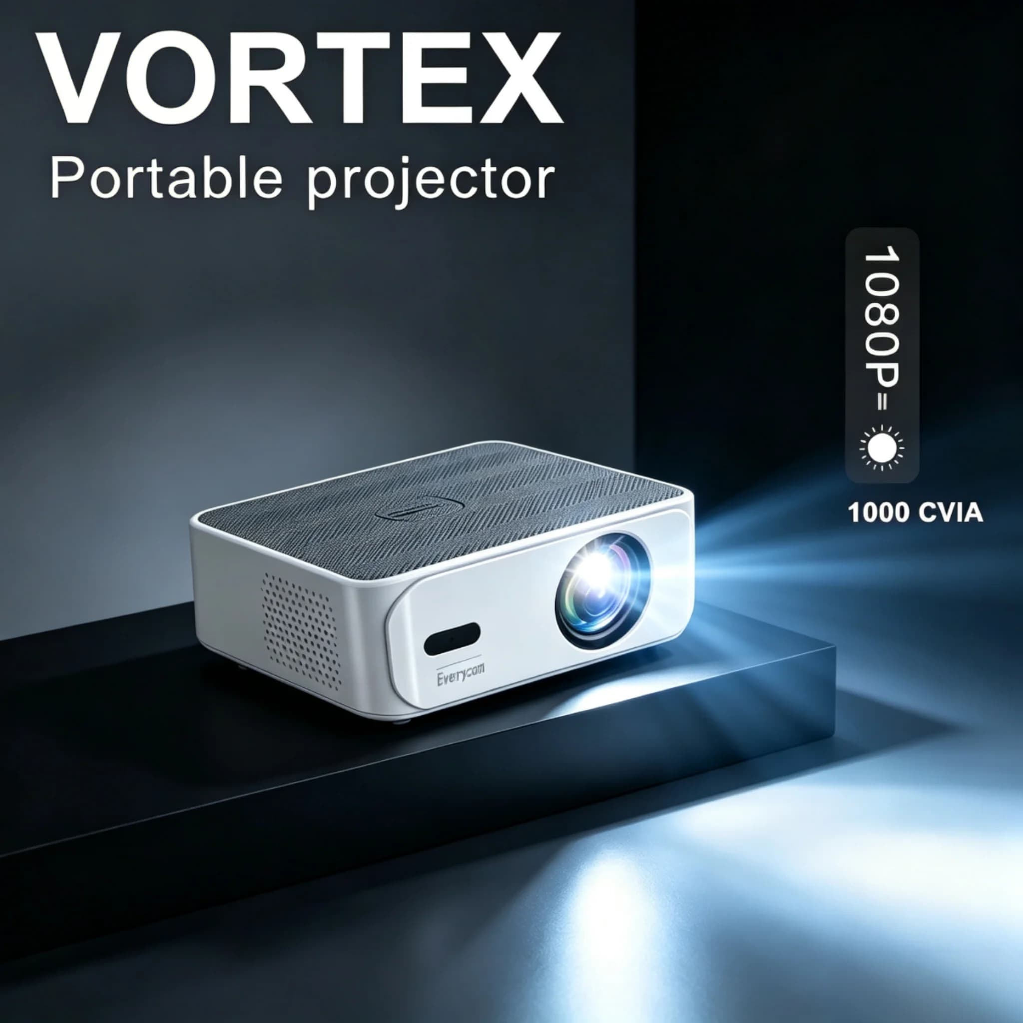 Everycom Vortex 1000 CVIA Lumen Portable Mini Projector Full HD 4K Decoding Video Android 11 Smart WiFi TV Home Theater