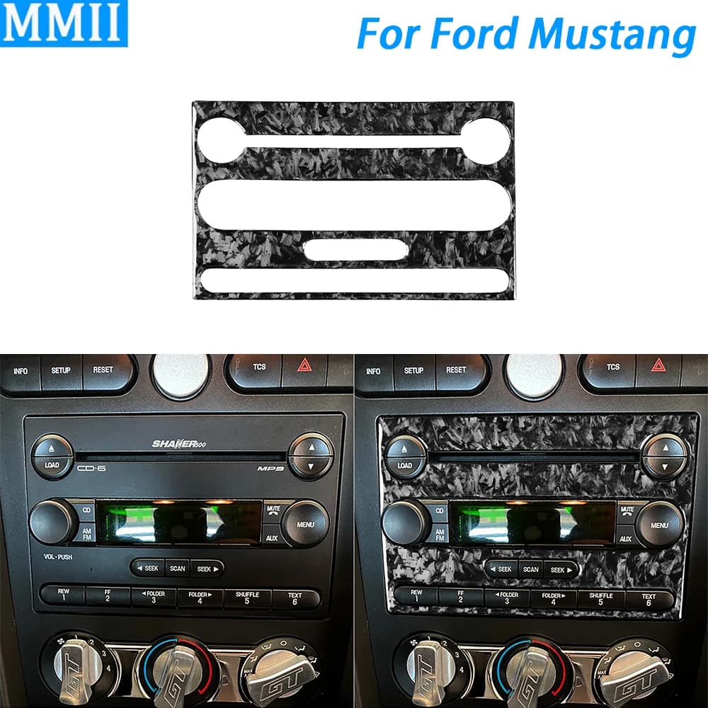 Per Ford Mustang 2005-2009 forgiato in fibra di carbonio controllo centrale Radio CD Panel Cover Car Interior Decoration accessori Sticker