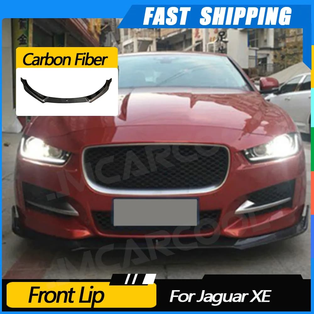 JMCARCOOL Carbon Fiber Bumpers Front Lip For Jaguar XE XF XEL XFL Berlina 4 Doors 2015-2017 Head Bumpers Extension Menth Protection