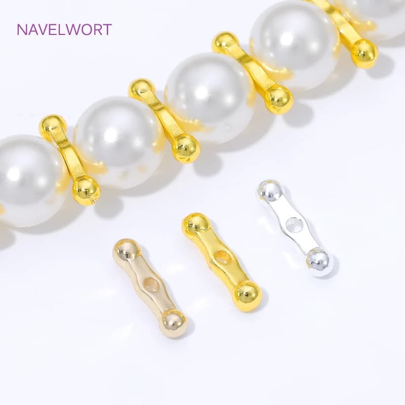 Separatore di perline placcate oro 18 carati per bracciale, barra distanziatrice in ottone, separatore per perline, creazione di gioielli fai da te, materiali per gioielli