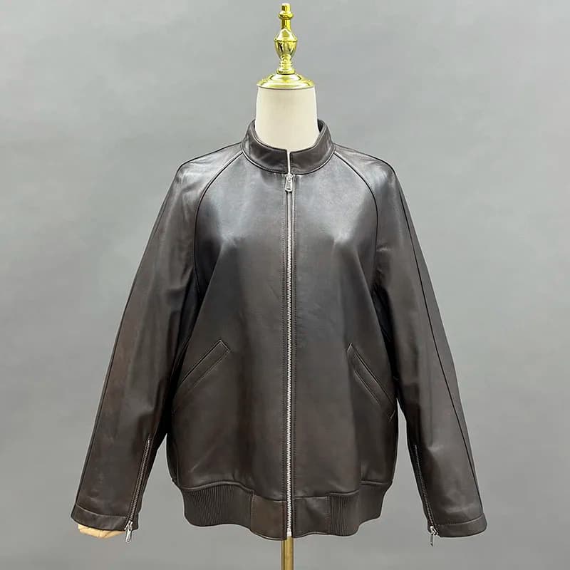 Women's Jackets Genuine Leather Jacket Women Autumn Long Sleeve Jackets Fashion Demi-Season Jacket JFB6-24044