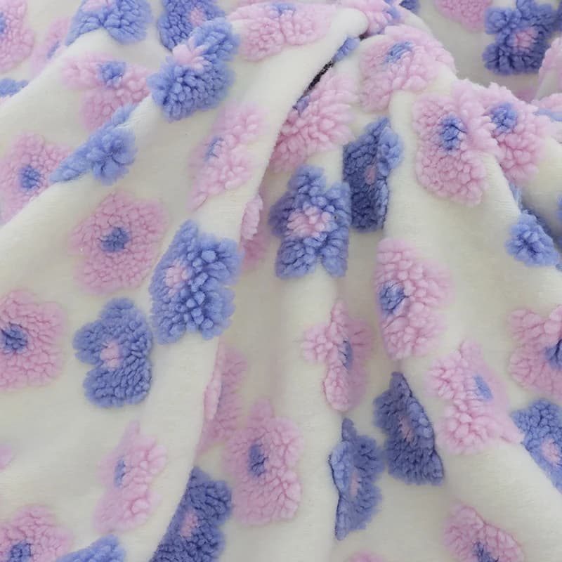 160x50 cm Lana di Agnello Jacquard Viola Piccolo Fiore Tessuto Per Coperte Cuscini Cappotti Invernali Cappelli Peluche Biancheria Da Letto Tessuti FAI DA TE