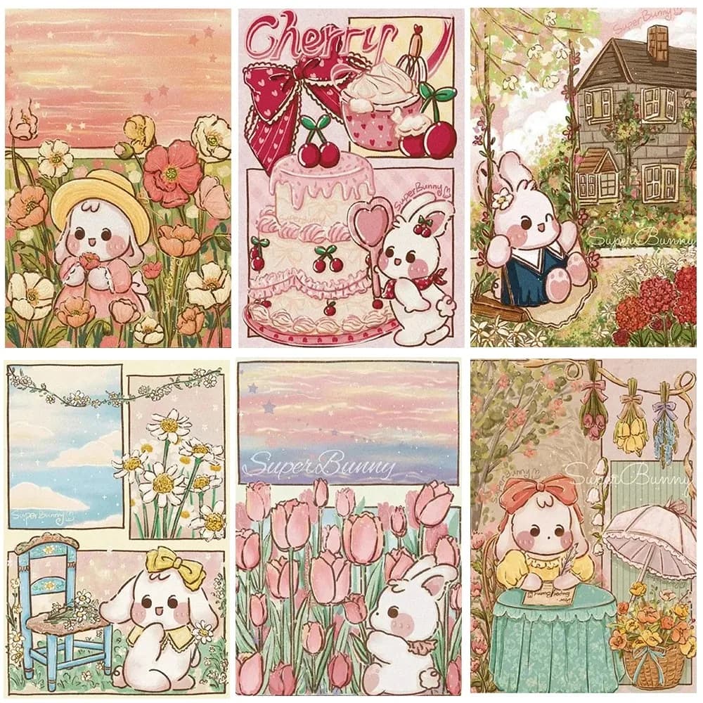 5D DIY Diamond Painting Animal Embroidery Cartoon Rabbit Full Square/Round Hand Embroidery Cross Stitch Home Decoration Gift