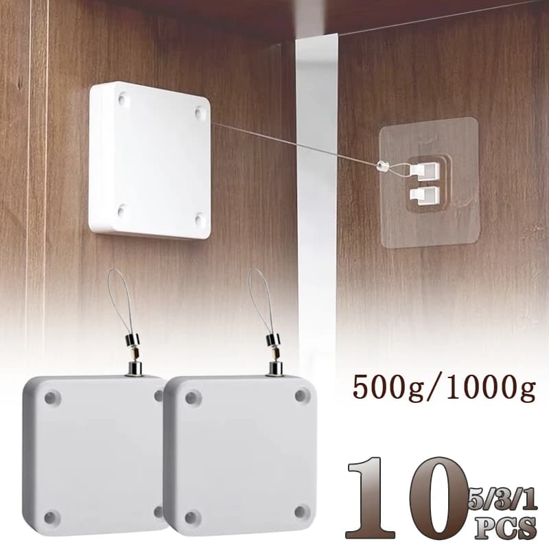 1/3/5/10PCS Nessuna punzonatura Chiudiporta automatico Tirare il cavo Staffa di arresto della porta di superficie regolabile per porte e finestre