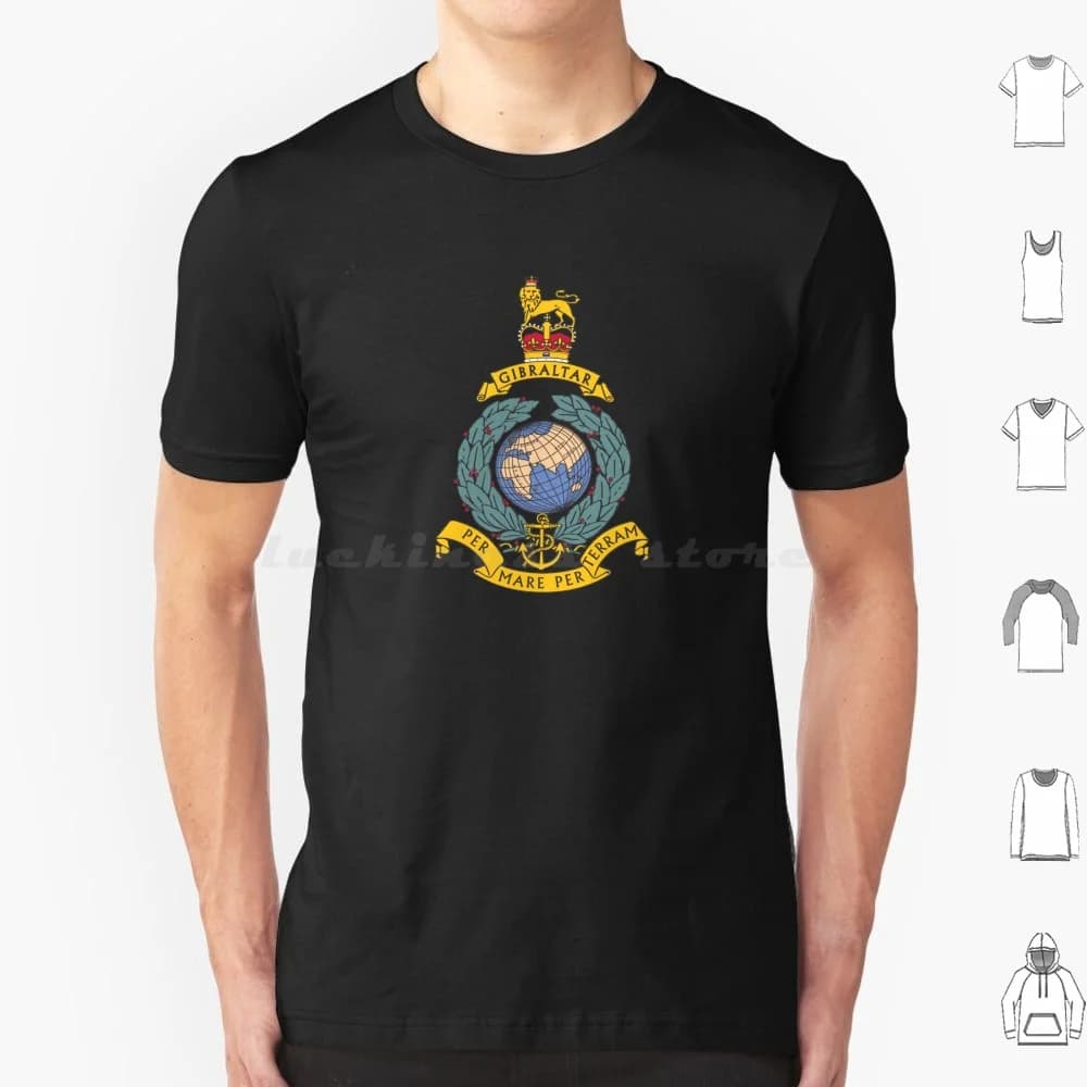 Royal Marines Commando Gibraltar Emblem T Shirt Big Size 100% cotone Royal Marines Commando Commandos Militare Sas Veterano Sbs