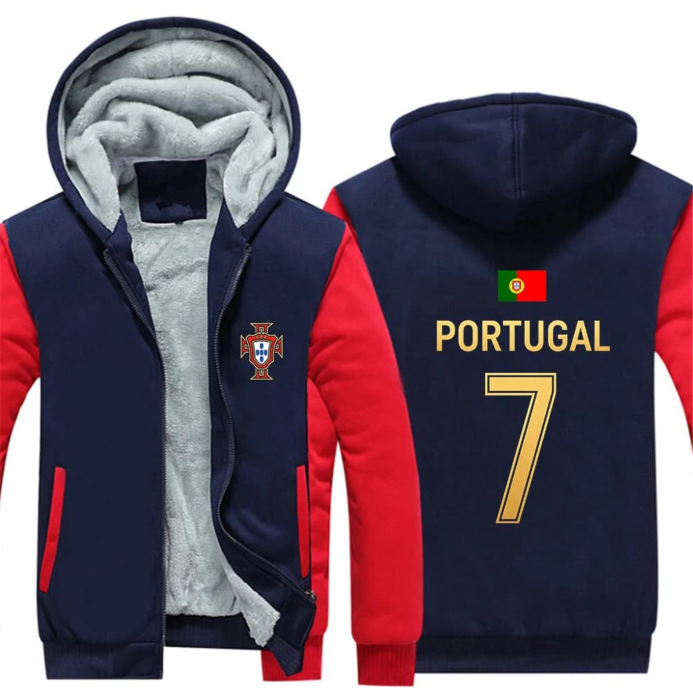 NO.7 Football player Logo Print Premium Jacket Coat Men's 2026 Portugal Autumn And Winter Cold Protection Thicken Hoodies
